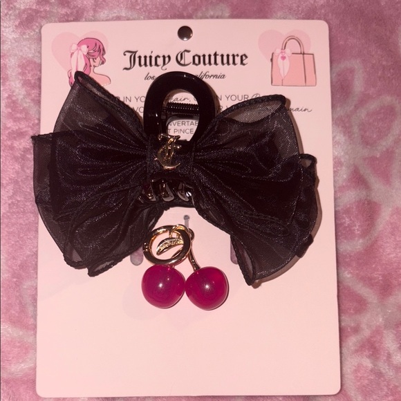Juicy Couture Accessories - Juicy Couture Black and Pink Hair Accessory with Bow and Cherry Charms